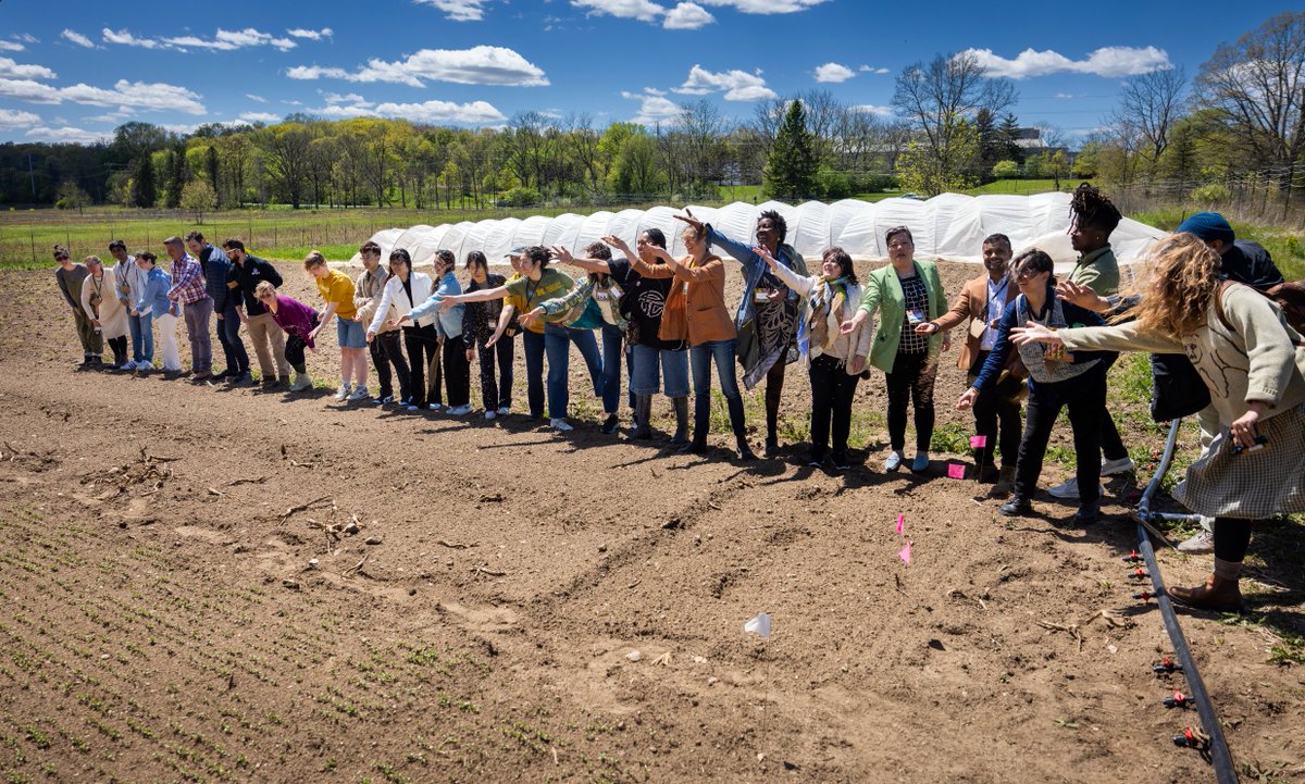 UMichTang's tweet photo. We kicked off our THREADS Natural Fibers Institute “PLANT – Planting the First Seeds” with a flax planting ceremony and tour of Michigan Campus Farm flax research plots. This event marked an exciting first step toward building interdisciplinary collaborations. @UMengineering https://t.co/89fGU3y3rC