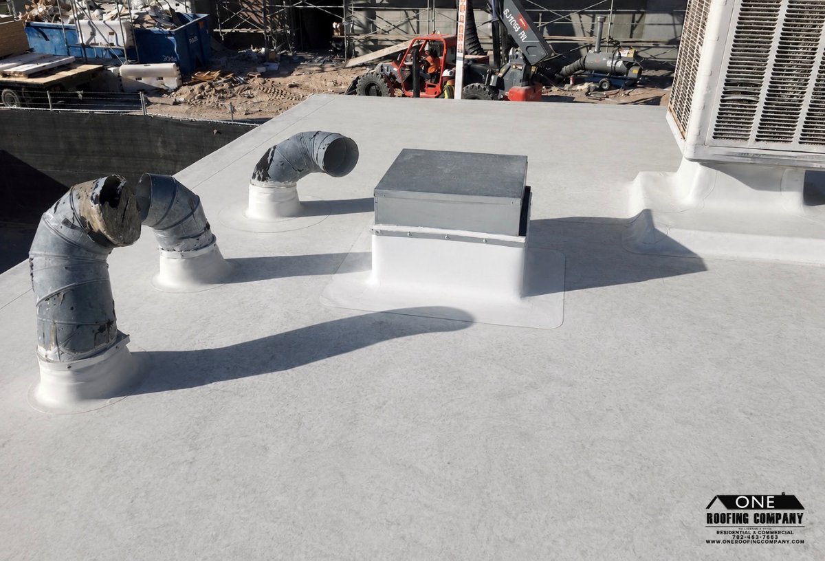 OneRoofingCo's tweet photo. Commercial TPO maintenance repairs completed ✔️

Installed new TPO beneath AC support stands, resealed penetrations, and repaired damaged areas from rooftop equipment installation.

#LasVegas #CommercialRoofing #TPORoofing https://t.co/CmuzzFPIYL