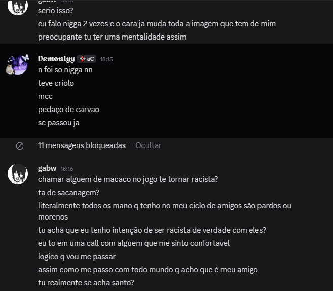 demonlyyy's tweet photo. update, ser racista com amigo na call NÃO te torna um 👍 https://t.co/vfD8FZtRfA