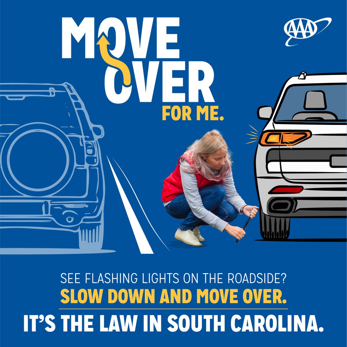 AAACarolinas's tweet photo. We applaud Governor McMaster for signing into law H4249 which expands the Move Over law. Now, motorists must slow down and move over for all disabled vehicles on the roadside with their flashers on. https://t.co/LQdMUQ6tux
