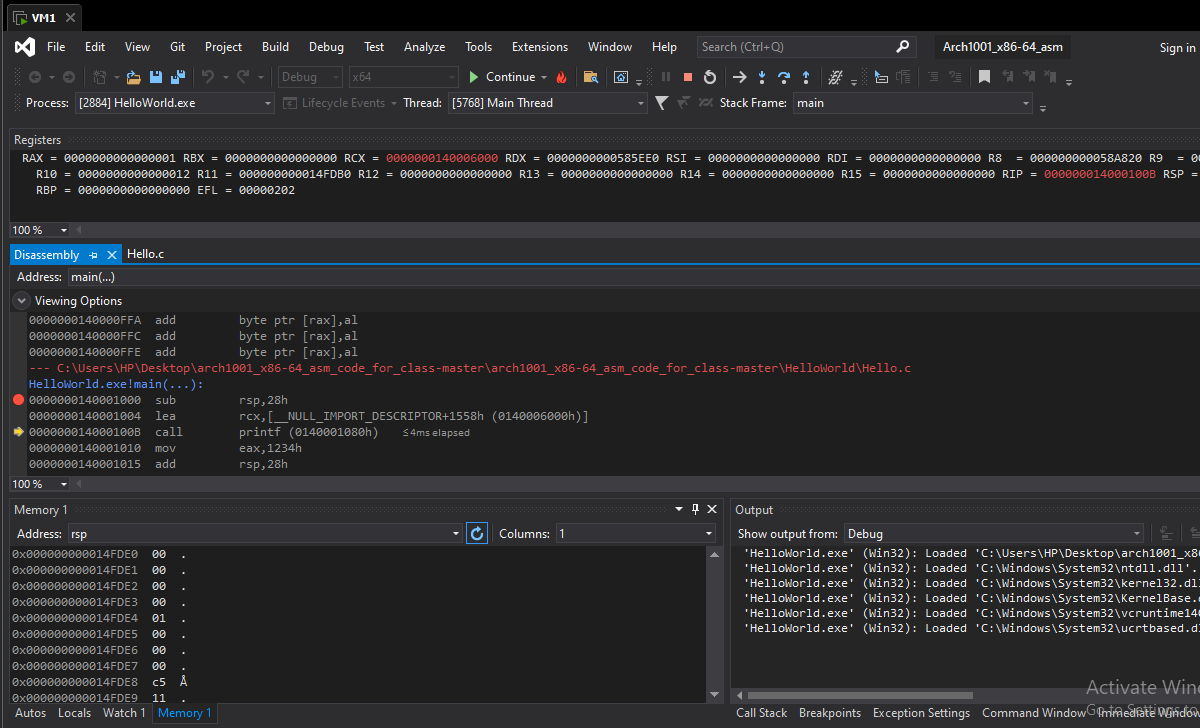 Chisom14Solomon's tweet photo. Tough but satisfying session on @OpenSecTraining 

learning about shadow spacing and 16 byte padding of return values RIP address to understand why the stack is usually expanded by arbitrary looking numbers.

till tomorrow🫡 https://t.co/L7Qi8jAivD