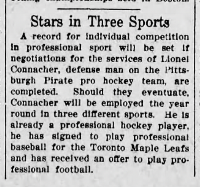hockey100ya's tweet photo. 100 years ago OTD. In 1926, Lionel Conacher might have been the only human on the face of the earth who could make his living as a professional athlete 12 months of the year. https://t.co/YHKepqO97H