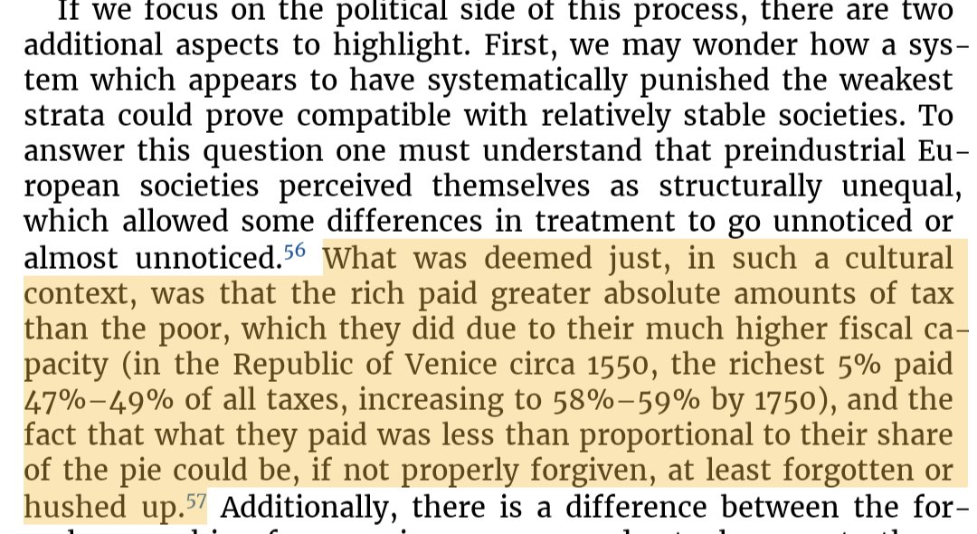BevansAdvocate's tweet photo. In fact, this was how progressivity was understood in 16th century Venice, where the top 5% paid a lower tax rate than the bottom 10%. Despite this, it was deemed just, since, due to the incredible inequality of the society, the top 5% paid almost half of the total taxes. 2/ https://t.co/SByd4iU0z5