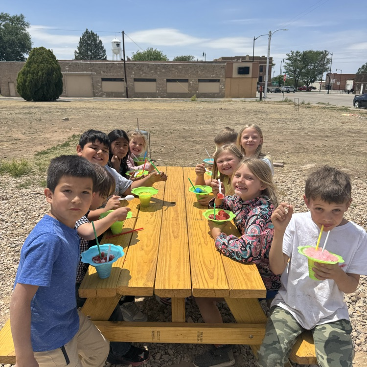 BCPSD_Wildcats's tweet photo. 🍧🍧Thank you to Bug's for opening up &amp; to Joe &amp; Amber Robinson for buying the K-4 kids a snow cone today! 🍧🍧 

It was a surprise to the students! 🌟🌟 https://t.co/33qLnyMsQv