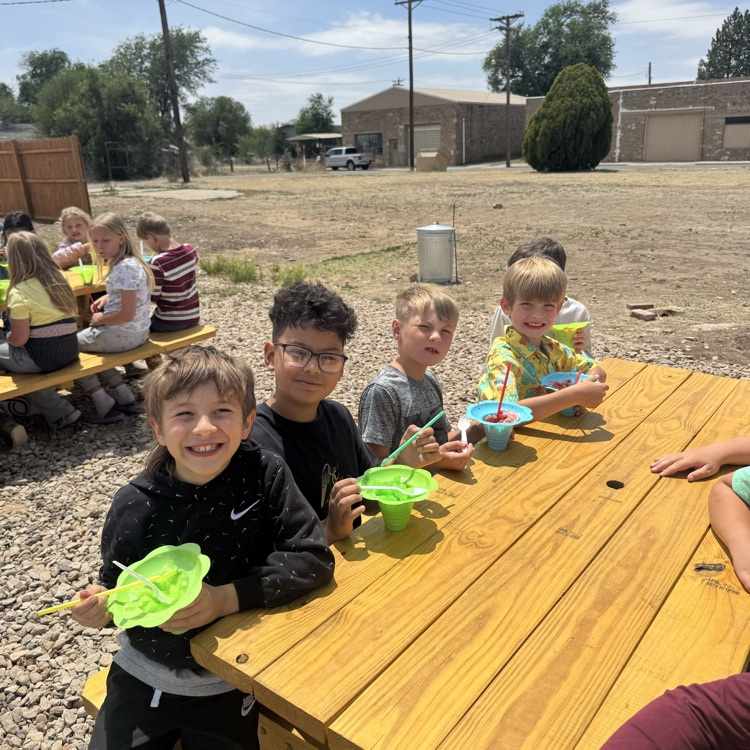 BCPSD_Wildcats's tweet photo. 🍧🍧Thank you to Bug's for opening up &amp; to Joe &amp; Amber Robinson for buying the K-4 kids a snow cone today! 🍧🍧 

It was a surprise to the students! 🌟🌟 https://t.co/33qLnyMsQv