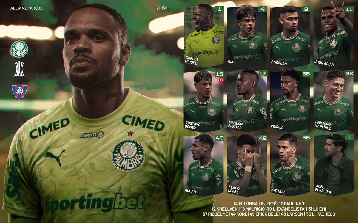 Palmeiras's tweet photo. ESCALADOS PRA #LIBERTADORES! 📋

#EscalaçãoSEP #PALxCCP https://t.co/ejIfNzU734