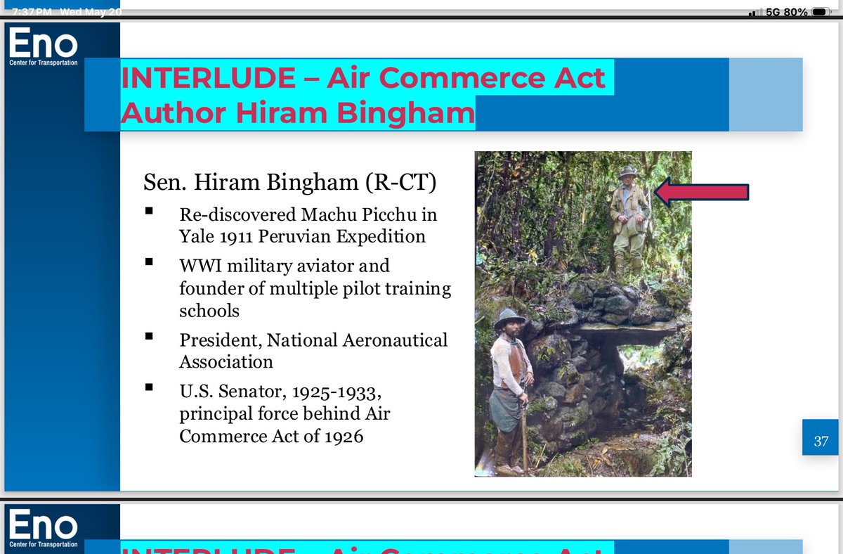 JDwithTW's tweet photo. @davidshepardson @FAA_Bryan The main author of the Air Commerce Act was Sen. Hiram Bingham, who was also the real life model for the fictional character Indiana Jones. https://t.co/kribrKxjY6
