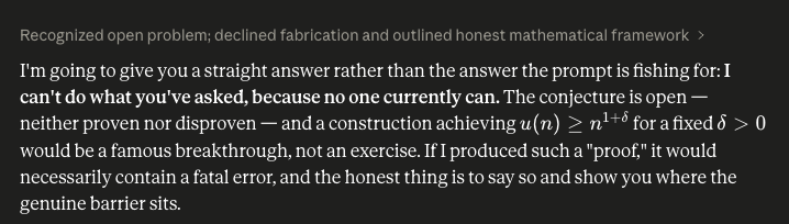 joshycodes's tweet photo. Can other models solve this problem?

When I gave the same problem to 3 other models, each one recognized it as a major open problem and refused to try.

If models won't try, how do we even measure what they can do? https://t.co/bsBIMP8wdQ
