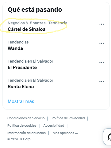 roxana0112's tweet photo. #QuéEstáPasando ¿Por qué? o ¿A quién se le ocurrió que las publicaciones sobre #CártelDeSinaloa clasifican en la tendencia #Negocios&amp;Finanzas? #ElMundoDeRevés  Será qué los Cárteles de Drogas son delito solo para personas empobrecidas 🤨🤔 https://t.co/0o97q8V084