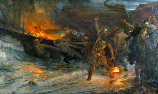 AndrewMiiller's tweet photo. For the Anglo-Saxons, the ideal warrior-king was one who led his people in battle.  Beowulf is the ultimate embodiment of this ideal. He fights for the glory of his people and the honor of his king — both as a young hero and as an aged ruler.  Yet in his final battle, when evil enters in the form of the dragon, Beowulf stands juxtaposed against the very best of kings — Sigmund and Scyld Scefing — and becomes one himself. (5/6)