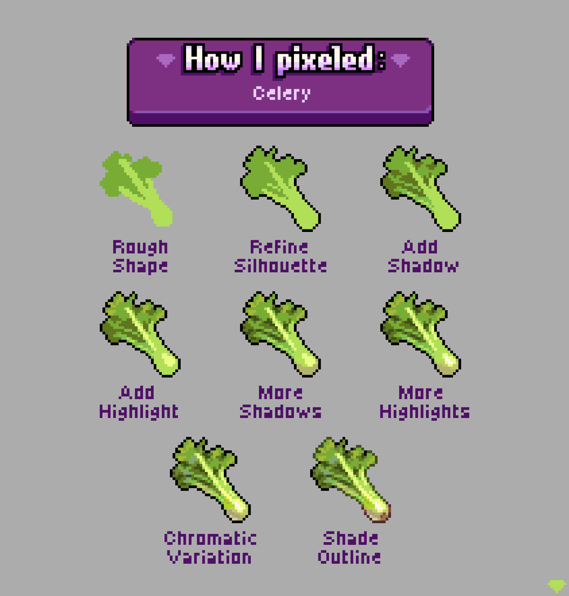 mirrutatep's tweet photo. My process for drawing celery

#pixelart https://t.co/hW1AuobGjy