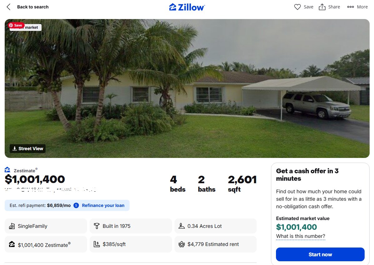RacingRoots_'s tweet photo. to own a home in Miami where I grew up it takes two people making 150k plus a year each. we're talking normal, 3-4 bedroom house in the the suburbs. My parents sold my childhood home in 94 for 160k. It's now estimated over a million! My mom stayed at home and my dad flipped used cars.