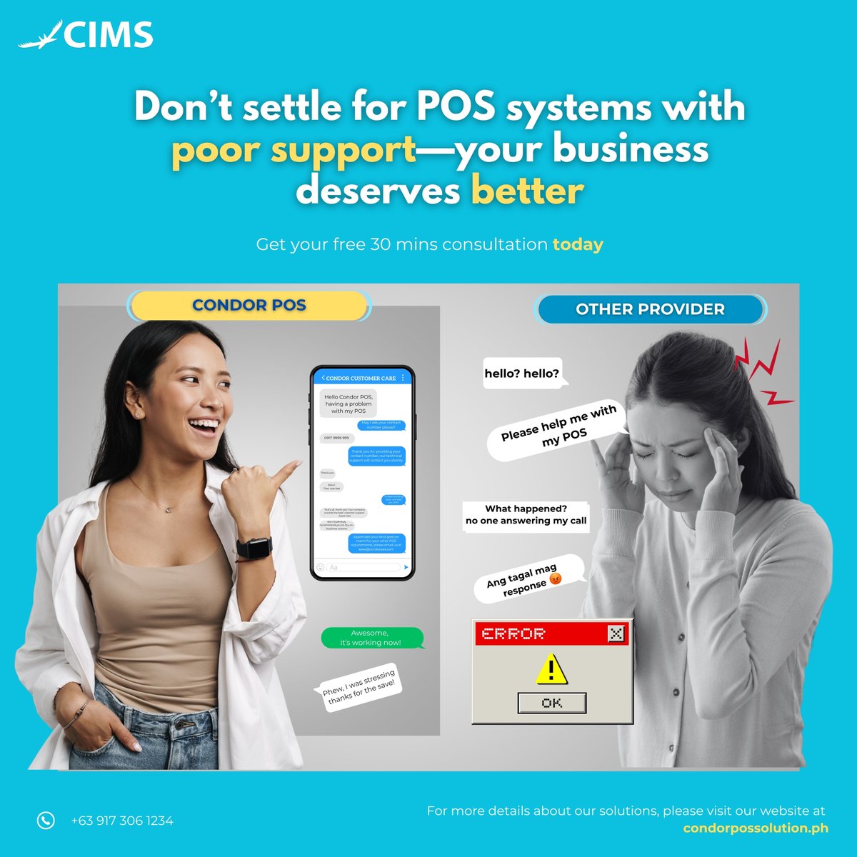 CondorPOSPH's tweet photo. Still waiting for support when your business needs help the most?

#CondorPOS #CIMS #POSSystemPH #BusinessSolutions #CustomerSupport #RetailPOS #RestaurantPOS #SmallBusinessPH #BusinessGrowth #SmartBusiness https://t.co/CExdFdnUQx