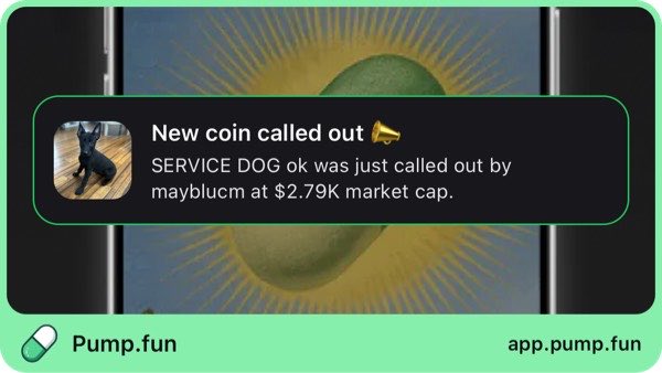 CANINECRYPTO's tweet photo. Just called out SERVICE DOG ok at $2.79K mcap. Follow me on https://t.co/43pb6IrwdK app to get instant alerts: https://t.co/fQouvUJzp6 https://t.co/KB40yJQcAv