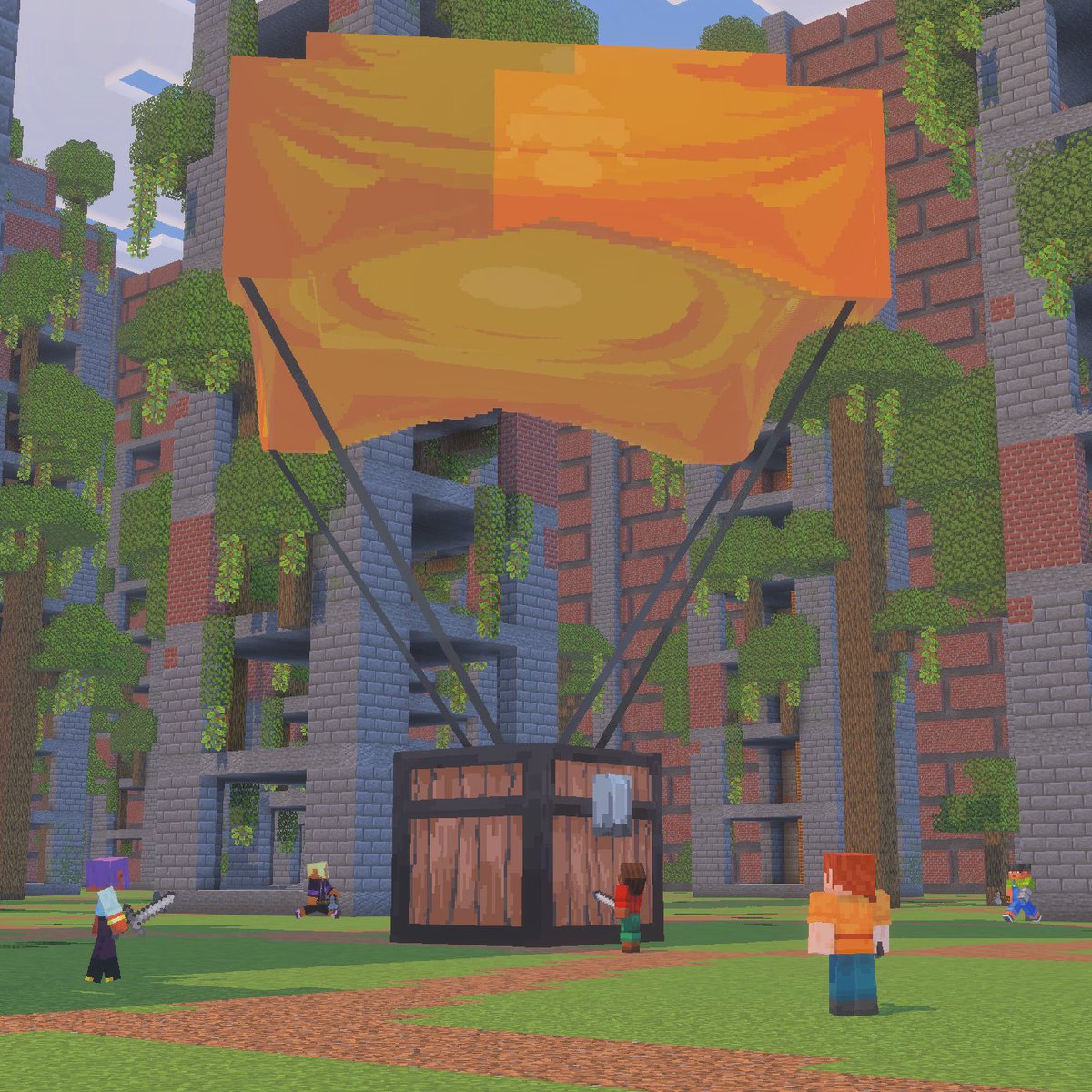 MinecraftMarket's tweet photo. Featuring GenWars, a new multiplayer adventure:

🪂Drop from the sky and claim one of 50 towers
💸 Secure generators and make in-game money to buy items & upgrades
🤝 Team up with friends to share resources and grow stronger
⚔️ Raid enemy towers and steal their loot
🏆 Fight to reach the top to potentially see your name in the monthly Hall of Fame

Find GenWars in your server tab!