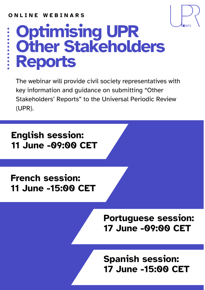 UPRinfo's tweet photo. 📣Webinars alert!
#CSOs preparing for the #54UPR 
Want to share your #humanrights analysis, but not sure where to start?
Register https://t.co/MfEBDjWOy3
#Togo #Syria #Venezuela #Iceland #Zimbabwe #Lithuania #Uganda #TimorLeste #Moldova #Haiti #SouthSudan #Myanmar #Sudan #Ukraine https://t.co/U7eA1H5rJc