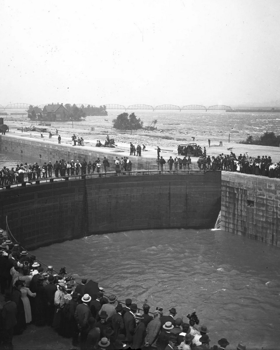themittenstate's tweet photo. Ground broke June 4, 1853. Two years later, the trip through the St. Mary's River rapids went from seven weeks of hauling cargo overland to seven minutes through the locks. https://t.co/KRwxLvNN9z