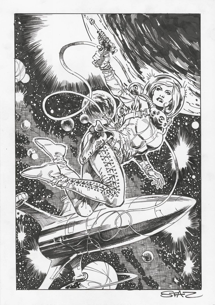 StazJohnson's tweet photo. Space Girl, private commission. These sort of pieces (A4, single character with full background are now £260+shipping), DM me if you're interested in having on for yourself. https://t.co/hh5dKkm1EY