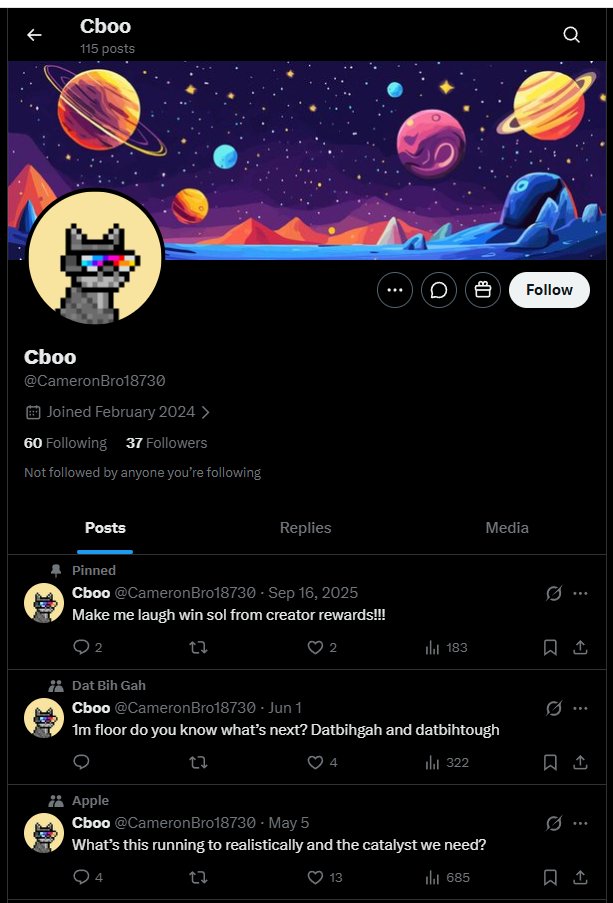 devschni's tweet photo. We all know this is alons slave while alon is trying to crime a coin with his new shitty feature. You can also see in the screenshot attached below.

Deploying "Alons slave" with cashback.
$Cameron https://t.co/ajh843FMES