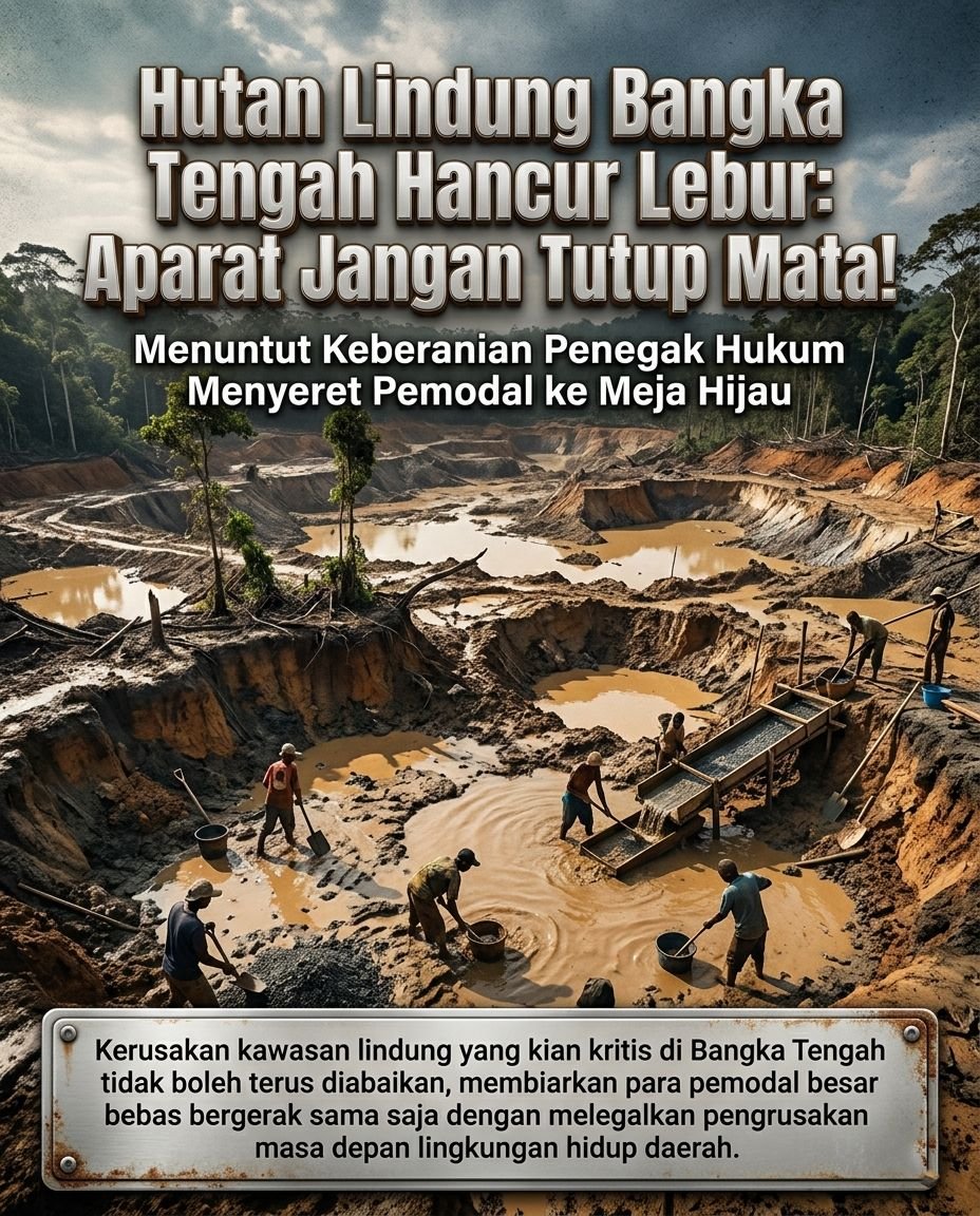 JatengInfox's tweet photo. Hutan lindung di Bangka Belitung rusak parah akibat aktivitas tambang timah. Lubang dan genangan tersisa, sementara ekosistem dan warga ikut terancam. Sampai kapan dibiarkan?
#bangkabelitung #tambangtimah #timah #SaveBangkaBelitung #ViralIndonesia https://t.co/FQwXmGJsBo