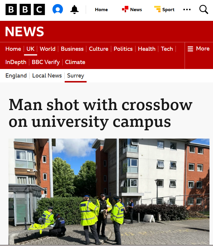 EndMassMigrate's tweet photo. "Man shot with crossbow"

Nice try, BBC.

Man shot by a Saudi Arabian immigrant who should never have been allowed into our country in the first place. https://t.co/zTwZM4gPmc