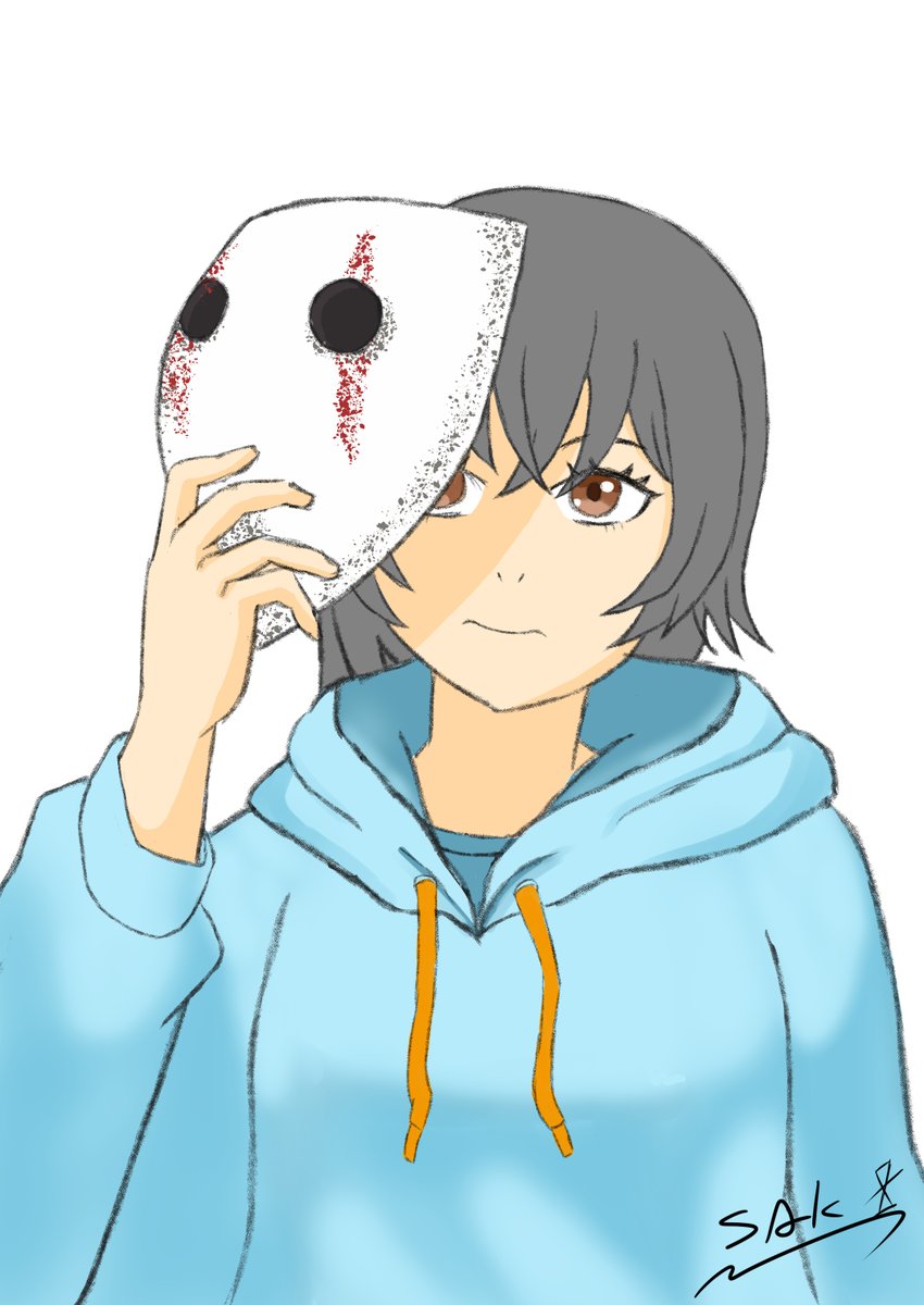 Sak_131t's tweet photo. pixiv今日のお題「お面」で描いたやつ

#pixiv今日のお題 https://t.co/Qt0JGQ9zNb