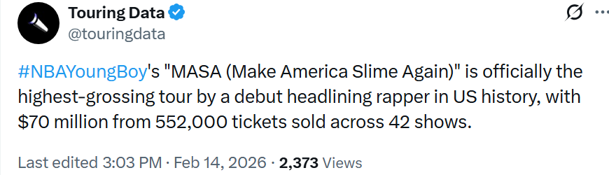 NopeeeeeeeeeJk's tweet photo. "Hold on say, why they tryna play like Top ain't raw?"

4 #1 albums
Went #1 with no features 
Most certified rapper of all time 
70M on tour and every show sold out

They can compare but the stats say something else

They stop counting YouTube to stop NBA YoungBoy motion but NOPE https://t.co/J3HnPtF59M