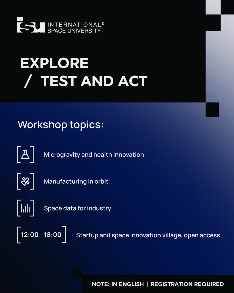 ISUnet's tweet photo. 🛰️🚀 Space is no longer just for space agencies.

On 11 June, ISU co-hosts #Factory2026 to explore how orbit is reshaping industry and healthcare.

Join us for opening remarks by Barbara Belvisi alongside 30+ startups. 👉 https://t.co/9Az6yg72b8 https://t.co/dEiy1ipWan