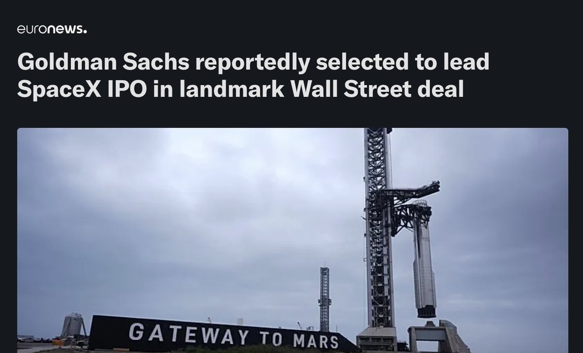 Goldman Sachs reportedly selected to lead SpaceX IPO in landmark Wall Street deal