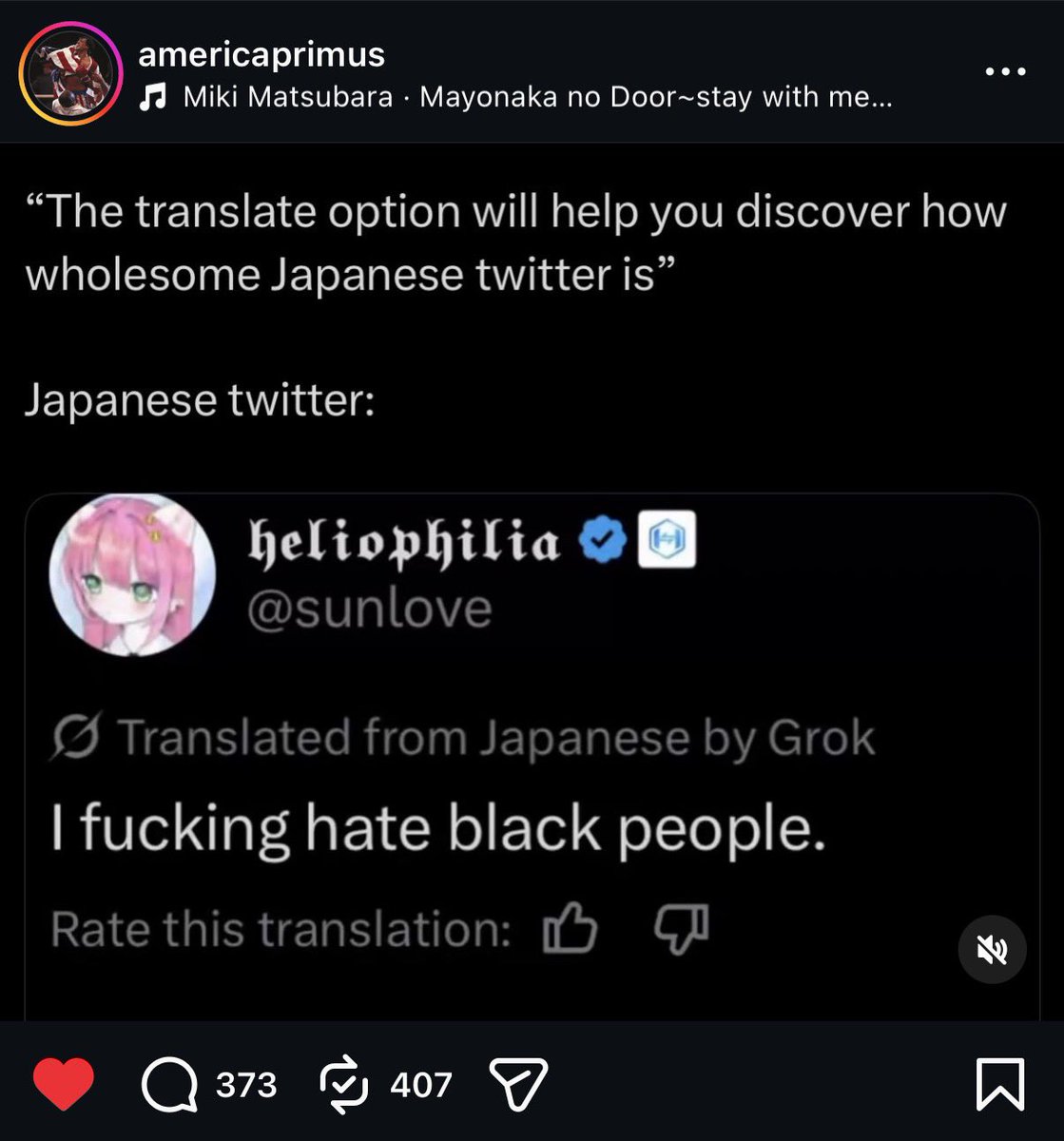 sunlove's tweet photo. my love for racism went cross platforms https://t.co/DcRNL2N4G4