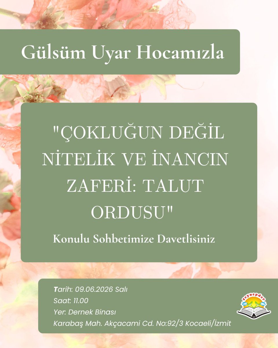 zeynepder_'s tweet photo. Müsait olanları bekliyoruz inşaAllah ☺️💐 
@SabihaatesAlpat https://t.co/8wcwEUTpLM