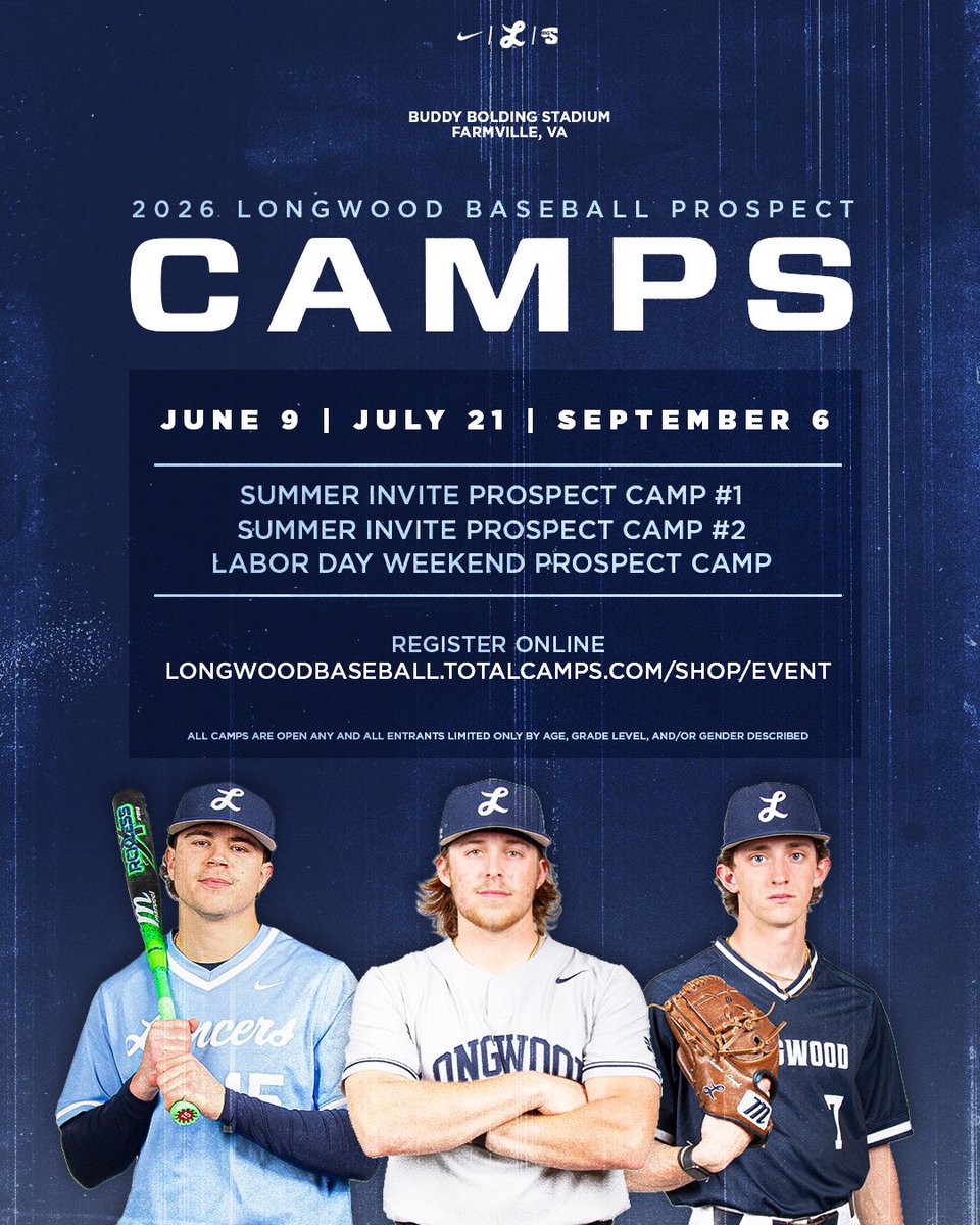 LongwoodBase's tweet photo. Our first Summer Invite Prospect Camp is FIVE DAYS away!! 

Use the link below to sign up today!

https://t.co/rSzhBWyAm4 https://t.co/jFfK74rTxA