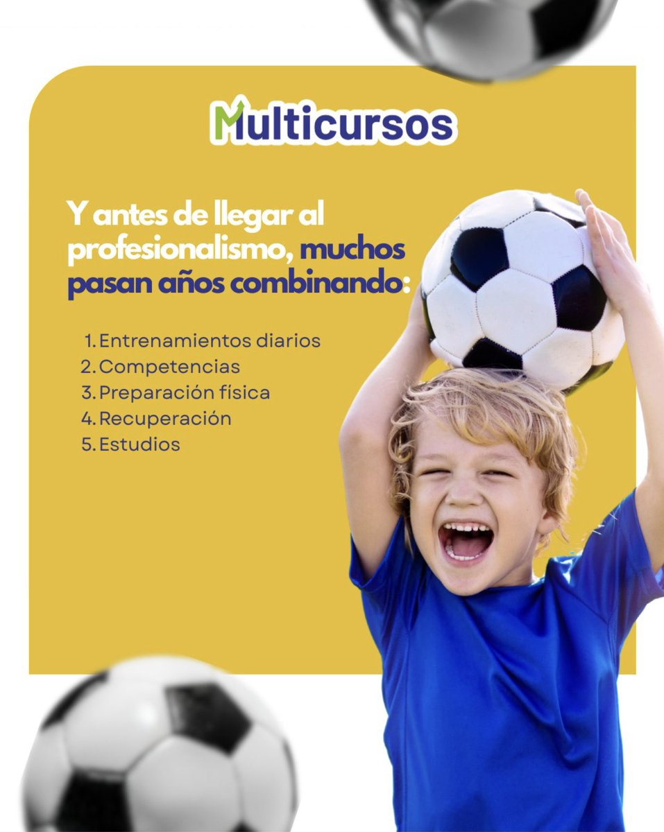 Multicursos's tweet photo. ⚽📚 ¿Por qué el homeschooling combina tan bien con los niños y niñas deportistas?

Porque desarrollar un talento deportivo requiere tiempo.

Mucho tiempo.

Entrenamientos, preparación física, torneos, partidos, viajes y recuperación forman parte de la rutina para llegar lejos. https://t.co/PVo3US5vK4