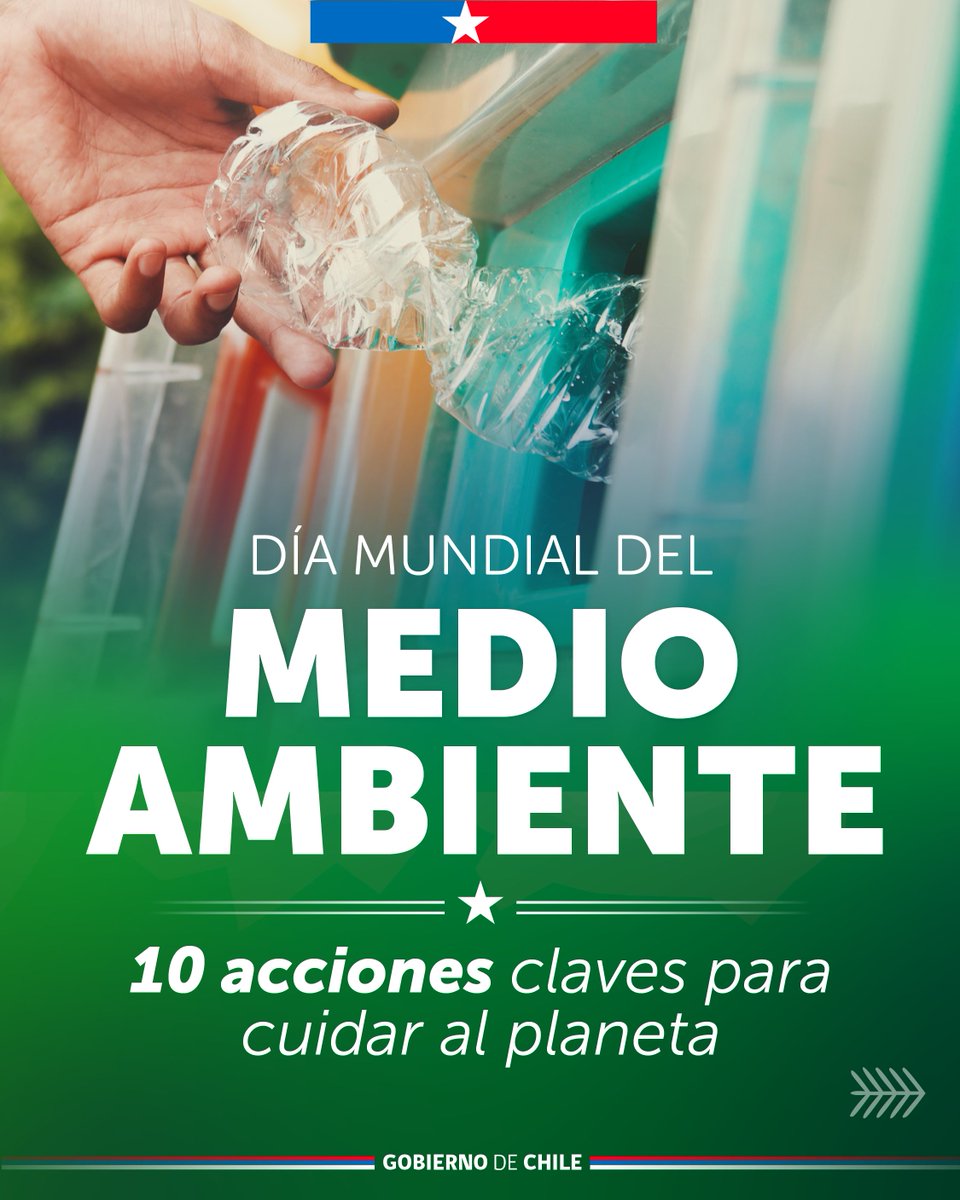 MMAChile's tweet photo. ¡Día Mundial del Medio Ambiente! 💚 Celebramos este día con 10 acciones claves para cuidar al planeta. ♻️ ¿Tienes otras ideas que puedas compartir? Te leemos 👀🍃 https://t.co/u5EQjKcRbw