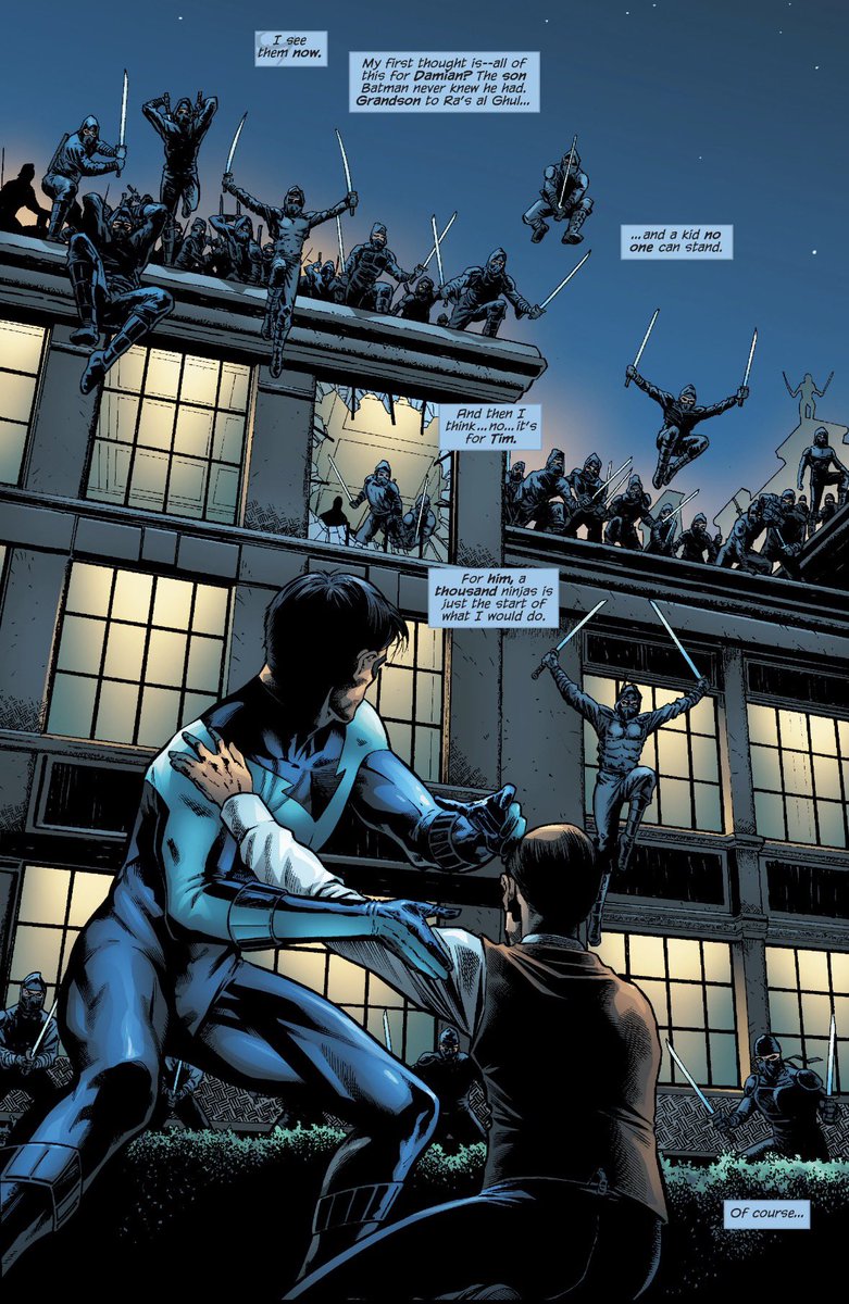 CaseyMLoving's tweet photo. As much as I love Grant Morrison’s #Batman, I find it beyond odd that they never wrote a proper introduction for Dick and Damian.
 
As far as I can tell, Nicieza and Kramer’s NIGHTWING #138 (during THE RESURRECTION OF RA’S AL GHUL) features their first meeting. https://t.co/TG5tdGxsq9