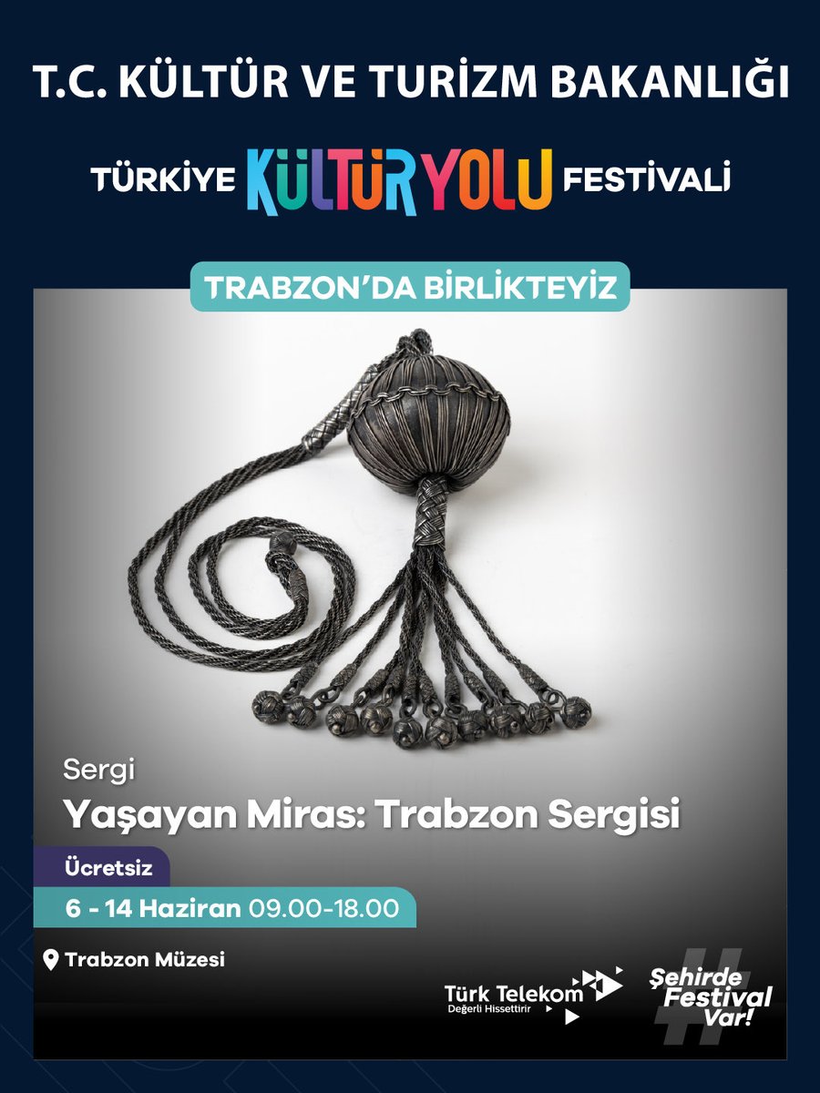 turkiyeky's tweet photo. Sanatın farklı renkleri ve hikâyeleri Trabzon'da bir araya geliyor.

Trabzon Kültür Yolu Festival'i kapsamında ziyaret edebileceğiniz sergileri sizin için bir araya getirdik. ✨

🔗 Festival takvimiyle ilgili detaylı bilgi için 👉 https://t.co/CJ3QTfZhWO https://t.co/JQkQJa2YtA