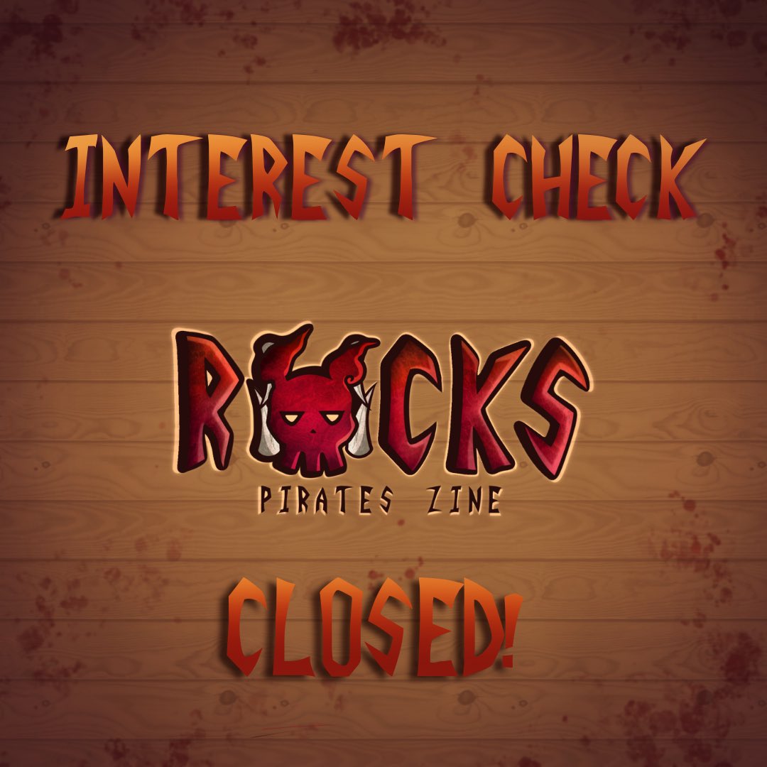 rxpirateszine's tweet photo. ⚡️ Interest Check Closed 🏴‍☠️

Our interest check is now closed thank you for all your feedback! The zine will be digital and will open contributor apps soon! #opzine https://t.co/EA2mom9aPi