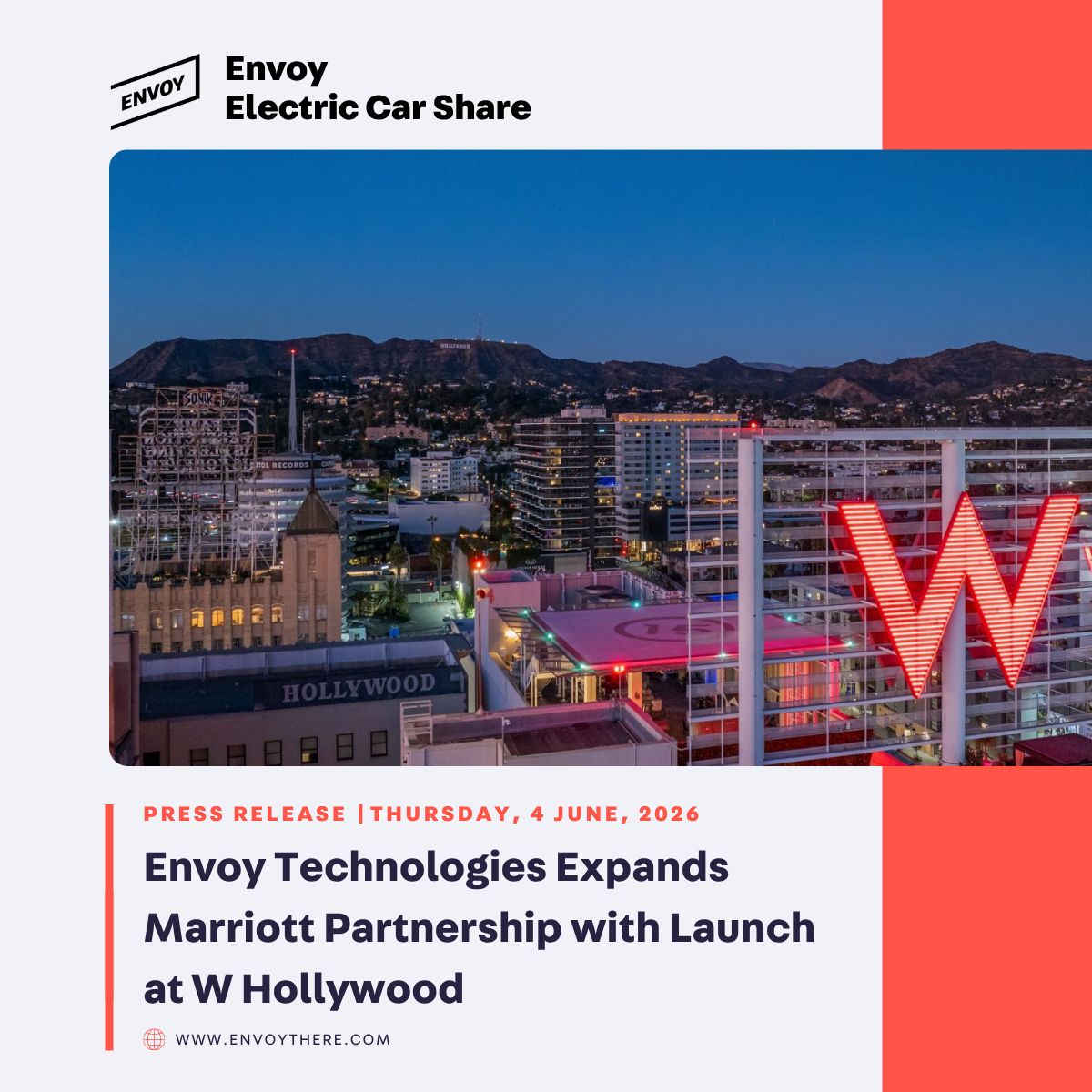 envoythere's tweet photo. 📣  Envoy Technologies Expands Marriott Partnership with Launch at W Hollywood

The deployment marks the latest expansion of Envoy's growing partnership with @MarriottIntl, which now spans multiple resort and hotel properties across the United States.

🔗 https://t.co/CNvBowFFTI https://t.co/zolWF63yDA