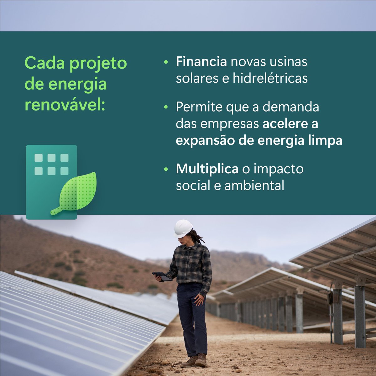 MicrosoftBr's tweet photo. A energia limpa já está transformando comunidades. Seja com empregos, infraestrutura, educação ou biodiversidade.

Ela ganha ainda mais significado quando as pessoas sentem esses benefícios. 

Saiba mais no blog: 🔗https://t.co/ra2WSFOuac https://t.co/MS0dh5KJtL
