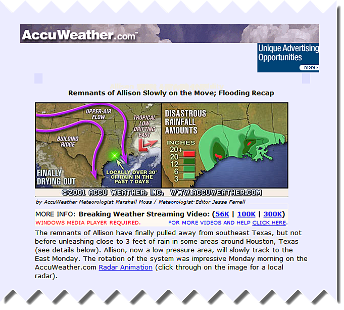 WeatherMatrix's tweet photo. AccuWeather actually covered the storm in our 3rd year of providing news on our website. This is a screenshot from a story I did. https://t.co/vTbuQF0KkW