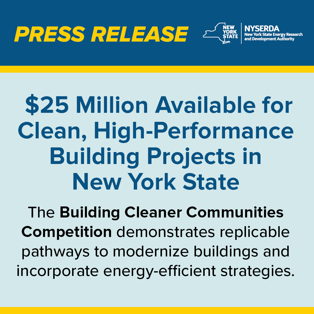 NYSERDA's tweet photo. $25M available for clean building projects! Part of @GovKathyHochul’s REDC initiative, Building Cleaner Communities Competition provides funding for design/construction advancing clean energy strategies. Administered by @NYSERDA, @EmpireStateDev &amp; @NYSDOS. https://t.co/9oHzL6ChkB https://t.co/223Go7x8AN