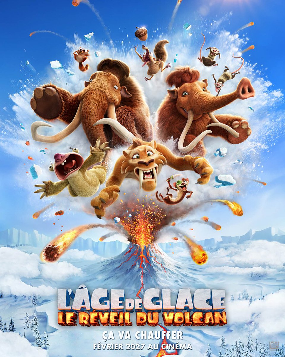 DisneyphileLIVE's tweet photo. 🌋 Ice Age : Boiling Point aura pour titre français L'Âge de Glace : Le Réveil du Volcan ! L'affiche française ⤵️

Au cinéma en février 2027. https://t.co/NjMqHsxwEc