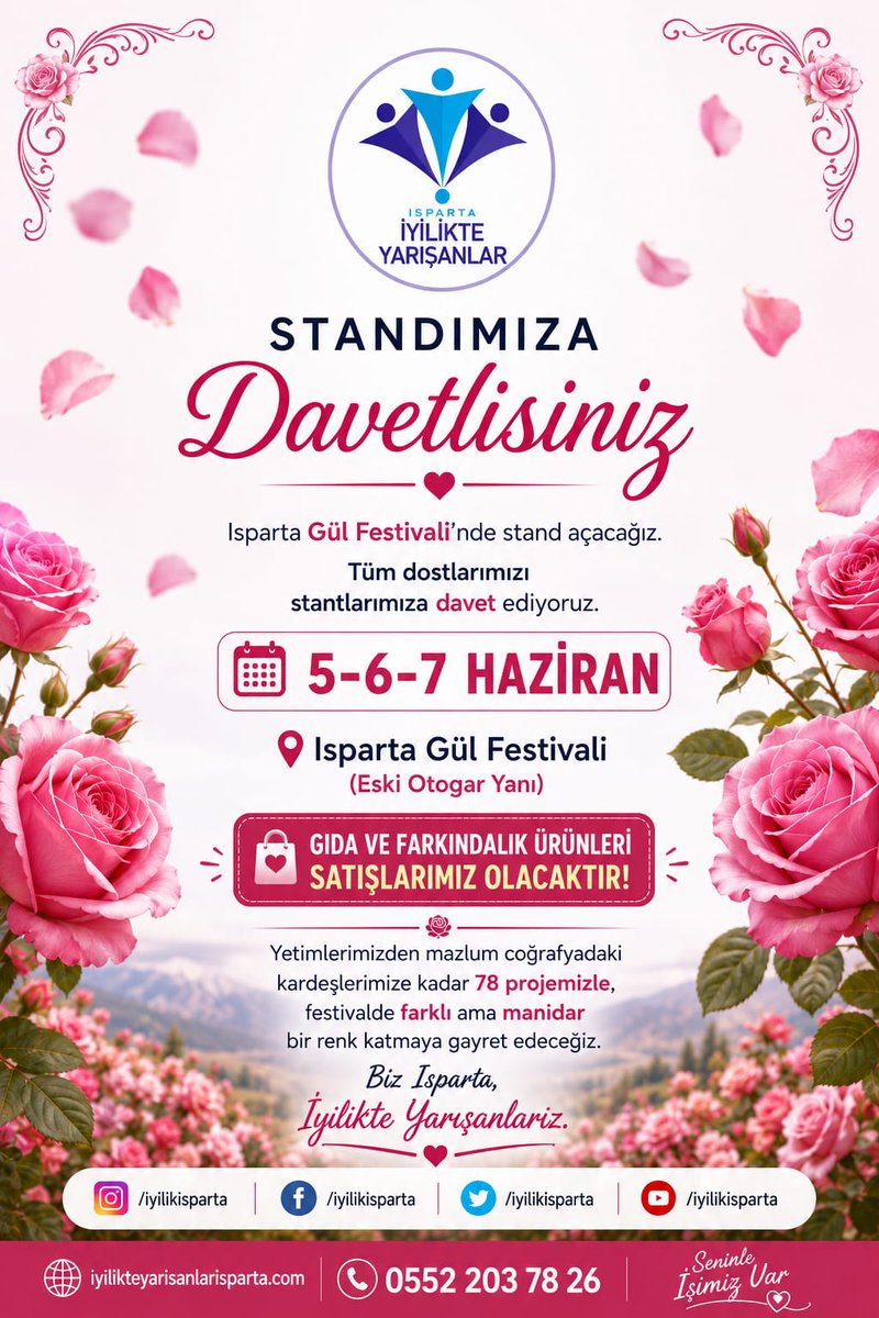iyilikder32's tweet photo. 🌹*5-6-7 Haziran'da Isparta Gül Festivali'ndeyiz*

İyilikle dolu standımıza uğrayarak projelerimizi yakından tanıyabilir, farkındalık ve gıda ürünlerimizi inceleyebilirsiniz

📍 Eski Otogar Yanı 

❤️ Çayımızı içmeye, sohbet etmeye bekliyoruz

#IspartaİyilikteYarışanlar https://t.co/cQWW789PjF