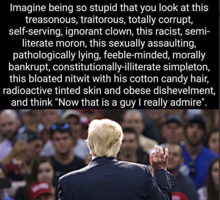 iamfubared's tweet photo. @JayTC53 @PaulleyTicks How 🤔 is that going to help you Trumpanzees? You worship an incontinent serial rapist pedophile 34x convicted felon SEDITIONIST TRAITOR Dummy-god who still wants to bang his own daughter. You simpletons can't even use Google to ask "Am I in America's dumbest death cult?" https://t.co/D6mheVbLrL