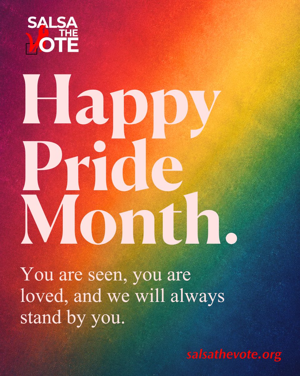 SalsaTheVote's tweet photo. Happy Pride Month to every single member of the LGBTQ+ community. You are not a contradiction. You are not too much. You are beautiful, you are whole, and this community will always stand by you.

https://t.co/kDmmVA42Sa link in bio.

#SalsaTheVote #HappyPrideMonth #LGBTQ https://t.co/EX0bQ8B6Tp