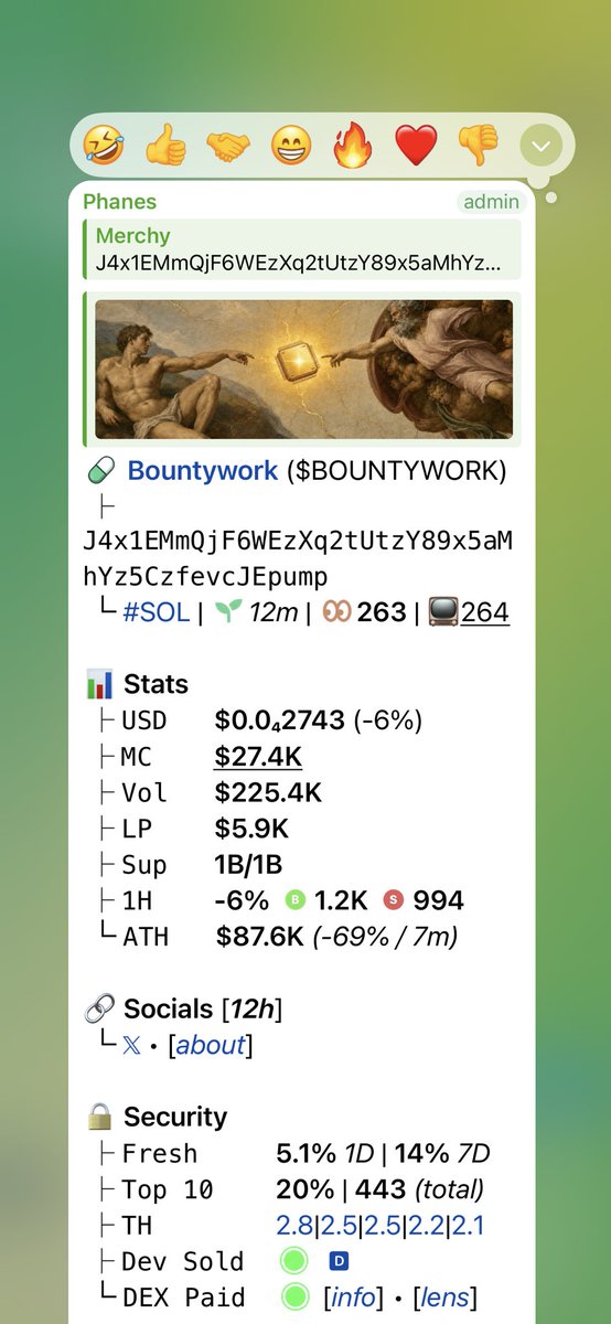 Merchy_Sol's tweet photo. Watch your entry on $BOUNTYWORK 

Called at 27k mc 

Ca: J4x1EMmQjF6WEzXq2tUtzY89x5aMhYz5CzfevcJEpump https://t.co/Bh7PJe1ULE