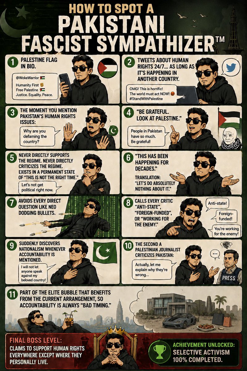 dailyinsidepk's tweet photo. The 4 categories:

The uninformed.
The hypocrites.
The elite beneficiaries of the status quo.
The chronic sufferers of bughz-e-Imran.

Different backgrounds, same outcome: human rights matter everywhere… except at home. https://t.co/t8nLS8sT6J