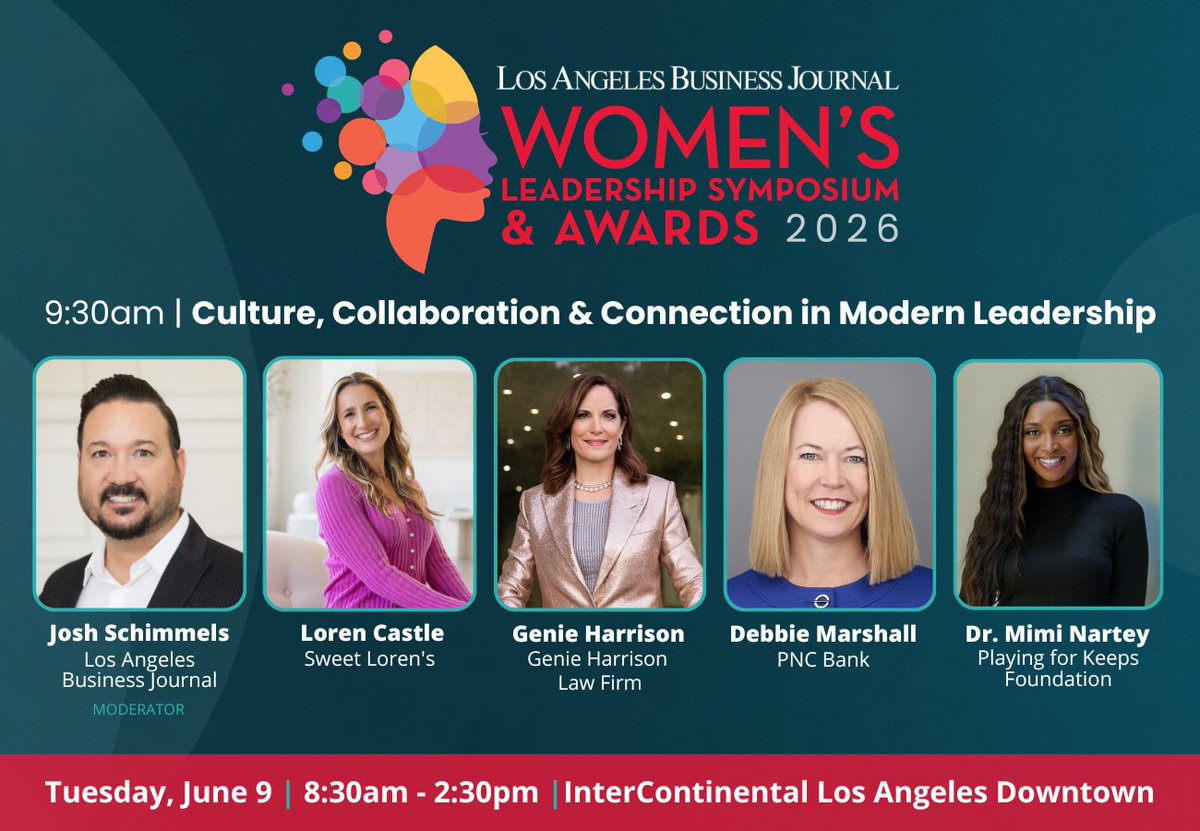 LABJnews's tweet photo. Join us on June 9 for an insightful discussion at the 2026 Women's Leadership Symposium &amp; Awards as our panelists explore what it takes to foster strong workplace cultures and lead with purpose in today's evolving business landscape.

REGISTER HERE: https://t.co/8BR8kSLyAs https://t.co/1keF8Dowed