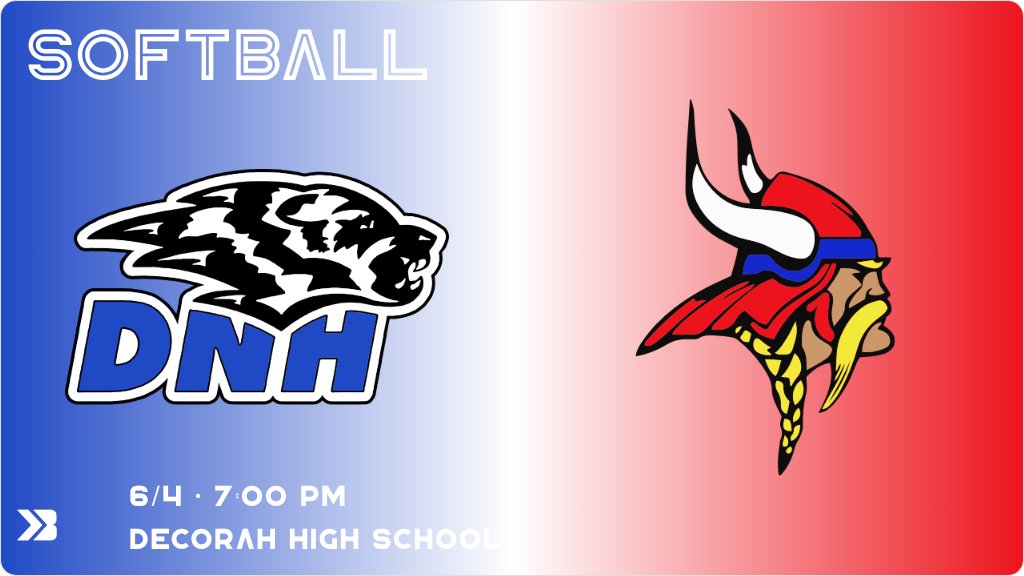 DecorahViking's tweet photo. Softball (Varsity) Game Day! - Check out the event preview for the The Decorah Vikings vs The Dike-New Hartford Wolverines. It starts at 7:00 PM and is at Decorah High School Softball Field. https://t.co/0Gk5MwgDVr https://t.co/sryfUenSSQ