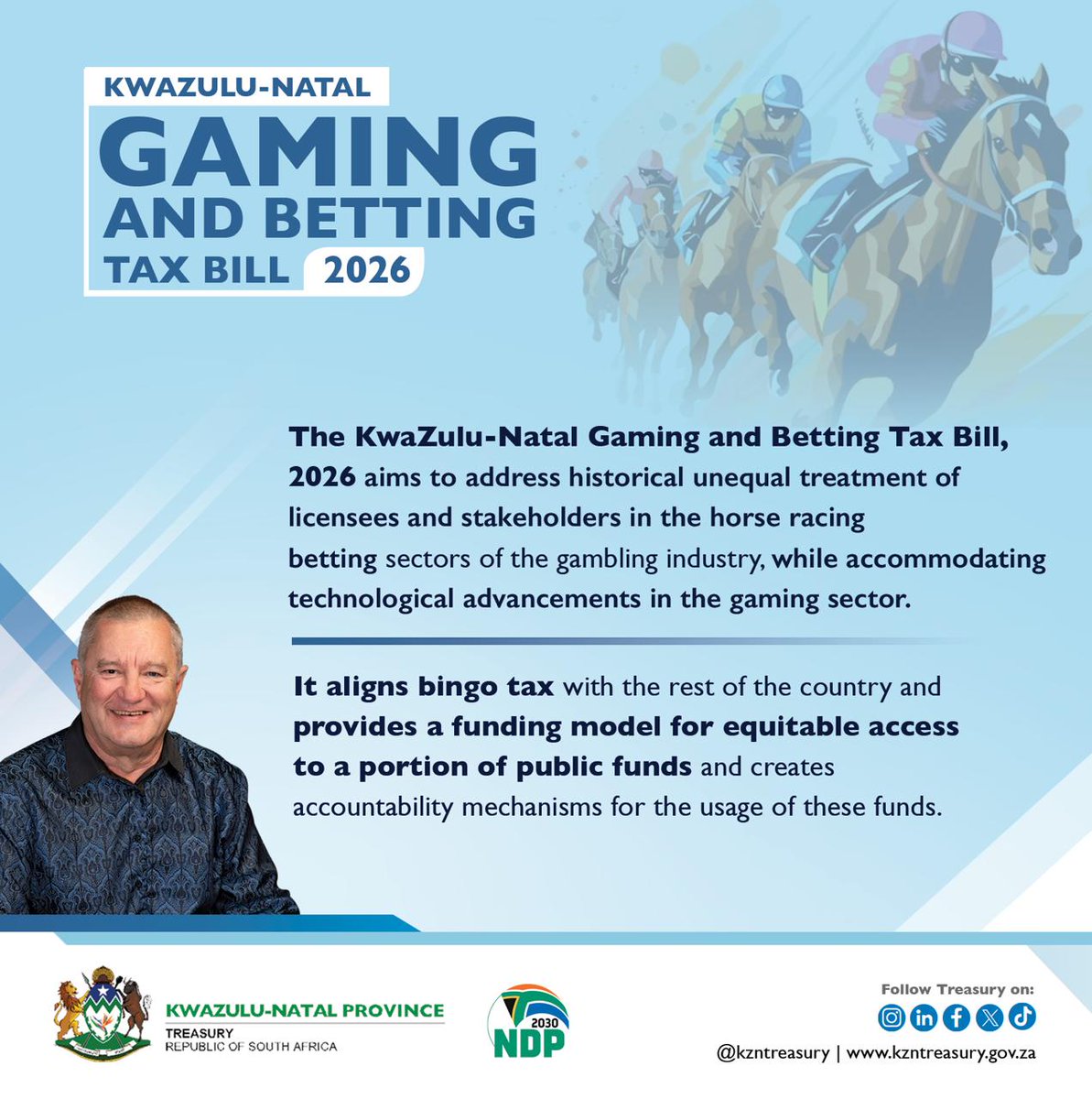 KZNTreasury's tweet photo. MEC Francois Rodgers tables the Gaming and Betting Tax Bill, 2026 at the Provincial Legislature.
#govzaupdateskzn
#GamingandBettingTaxBill2026
#KZNInspiringNewHope
#MECRodgers https://t.co/5HnU2reouF